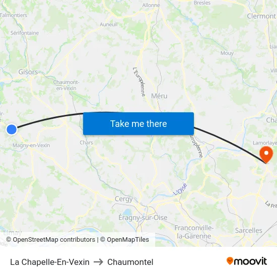 La Chapelle-En-Vexin to Chaumontel map