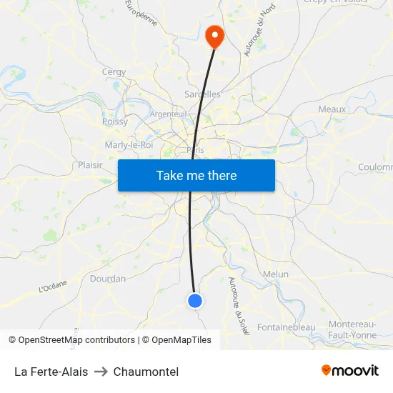 La Ferte-Alais to Chaumontel map