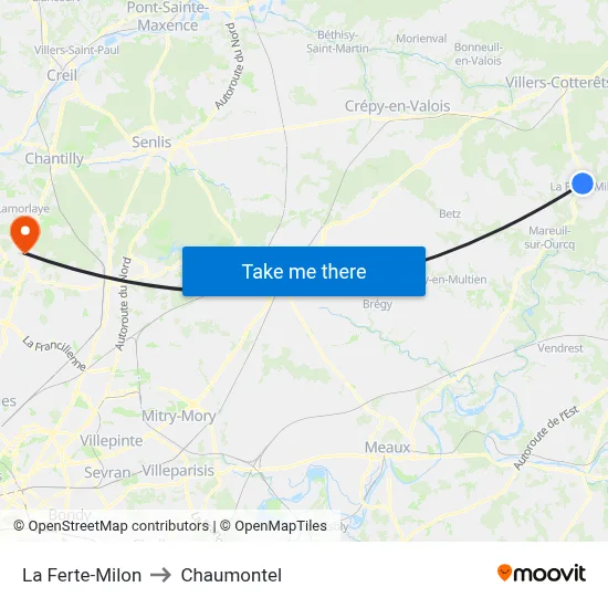 La Ferte-Milon to Chaumontel map
