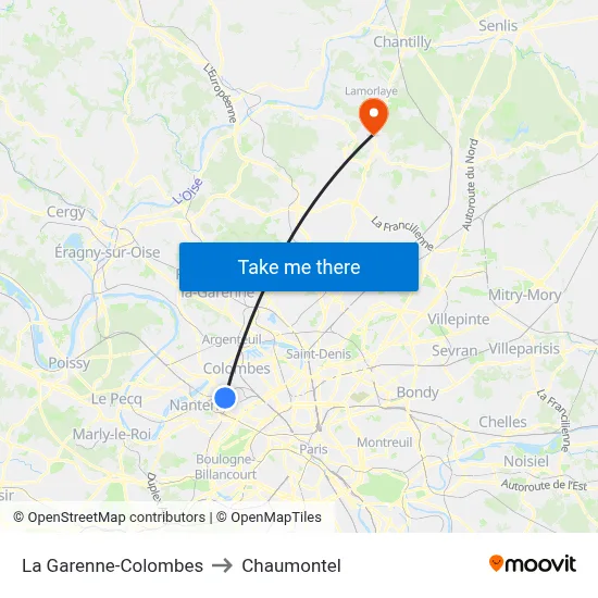 La Garenne-Colombes to Chaumontel map