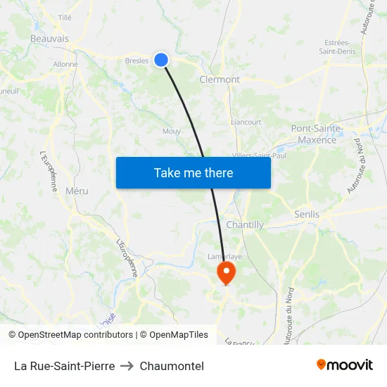 La Rue-Saint-Pierre to Chaumontel map