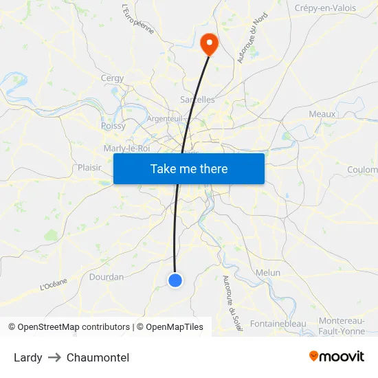 Lardy to Chaumontel map