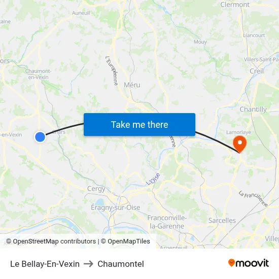 Le Bellay-En-Vexin to Chaumontel map