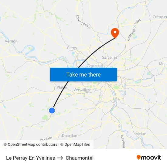 Le Perray-En-Yvelines to Chaumontel map