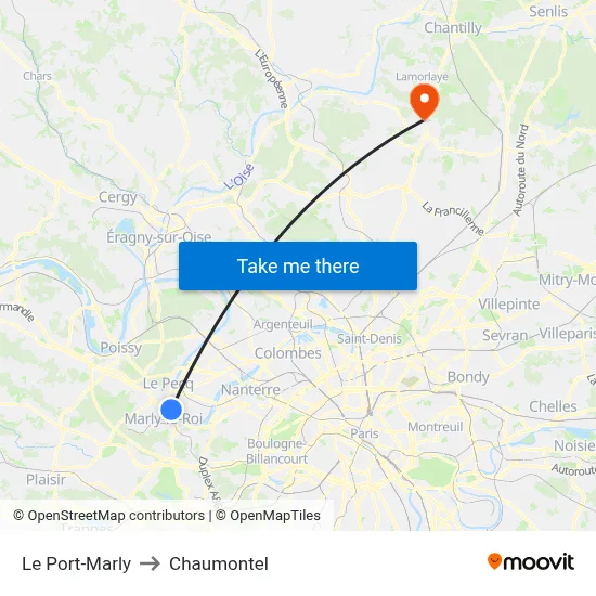 Le Port-Marly to Chaumontel map