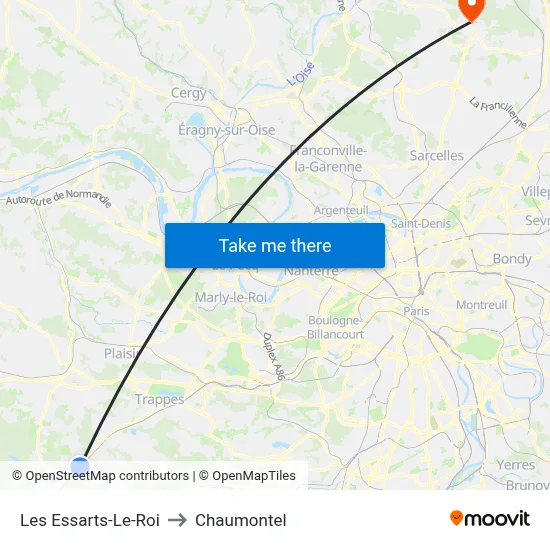Les Essarts-Le-Roi to Chaumontel map