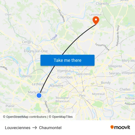 Louveciennes to Chaumontel map