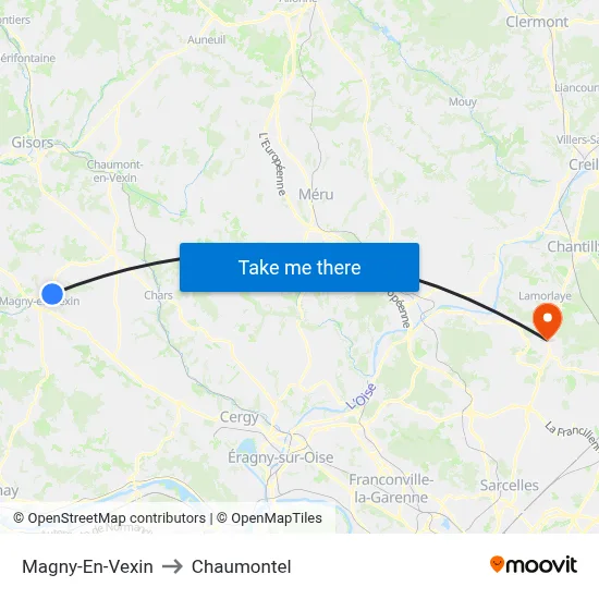 Magny-En-Vexin to Chaumontel map