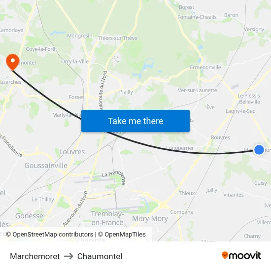 Marchemoret to Chaumontel map