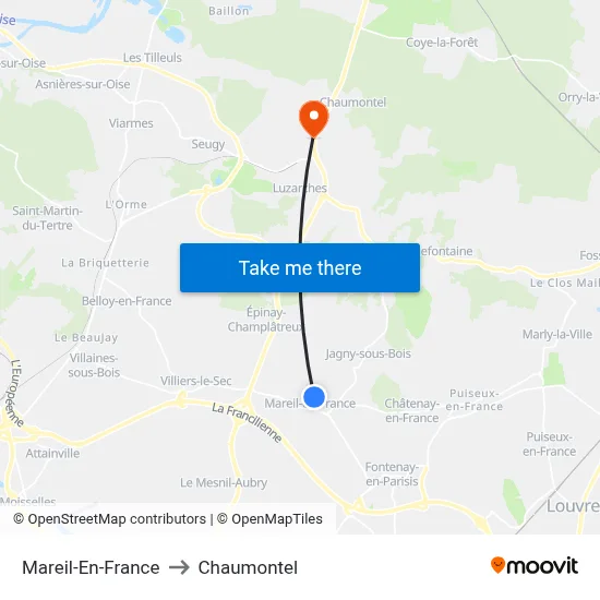 Mareil-En-France to Chaumontel map
