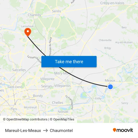 Mareuil-Les-Meaux to Chaumontel map