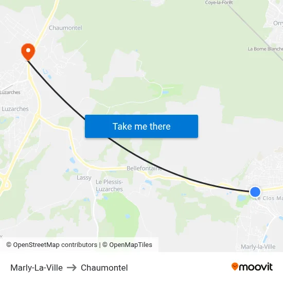 Marly-La-Ville to Chaumontel map