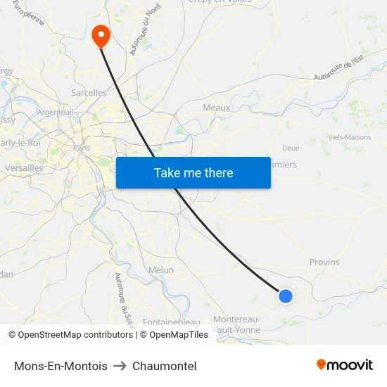 Mons-En-Montois to Chaumontel map
