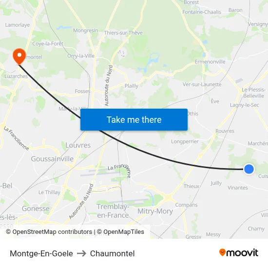 Montge-En-Goele to Chaumontel map