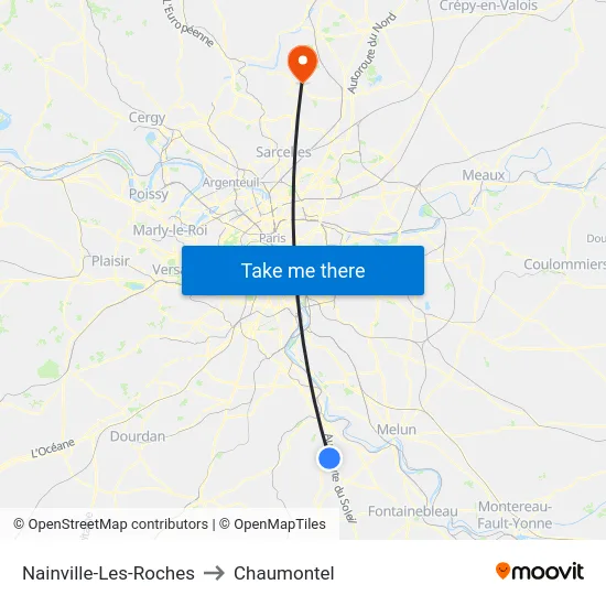 Nainville-Les-Roches to Chaumontel map