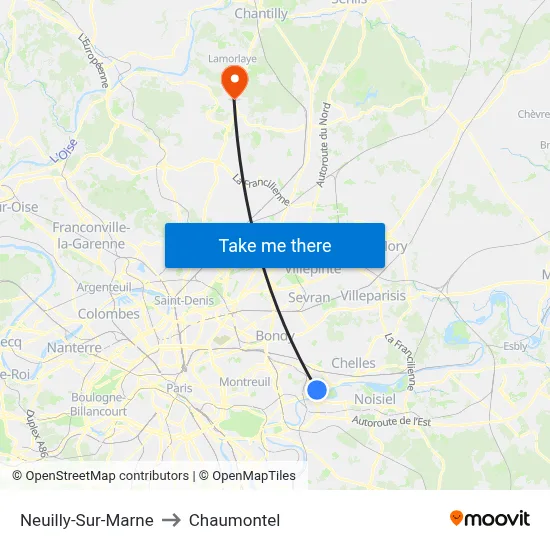Neuilly-Sur-Marne to Chaumontel map