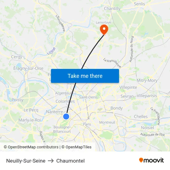 Neuilly-Sur-Seine to Chaumontel map