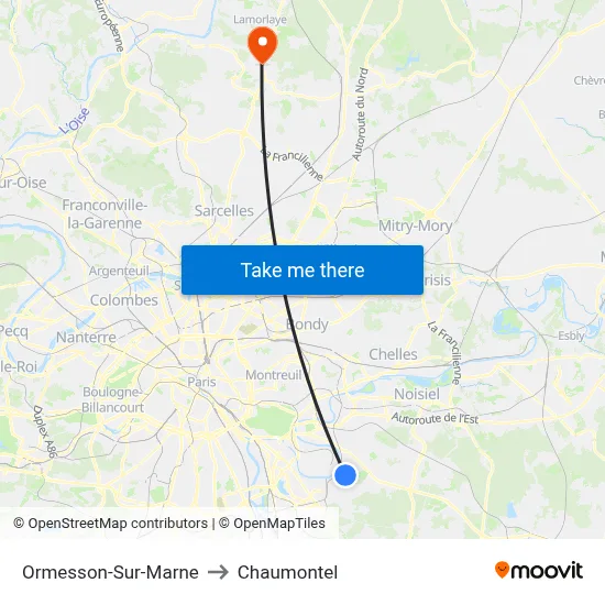 Ormesson-Sur-Marne to Chaumontel map