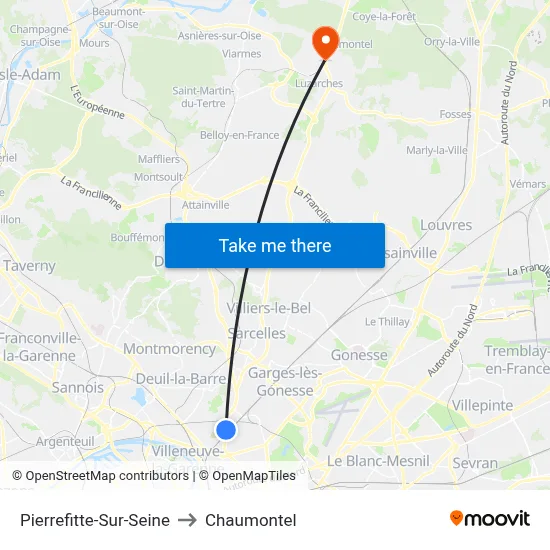 Pierrefitte-Sur-Seine to Chaumontel map