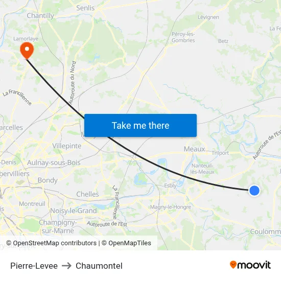 Pierre-Levee to Chaumontel map