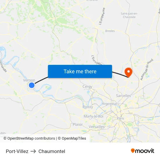 Port-Villez to Chaumontel map