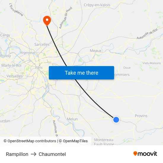 Rampillon to Chaumontel map