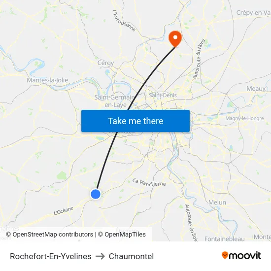 Rochefort-En-Yvelines to Chaumontel map