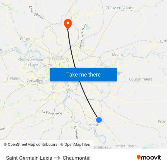 Saint-Germain-Laxis to Chaumontel map
