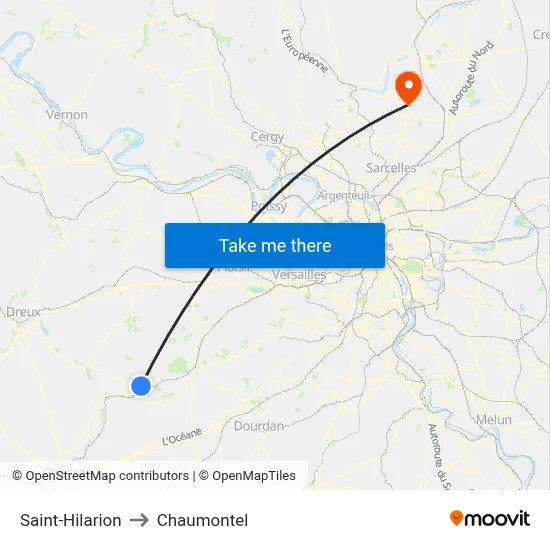 Saint-Hilarion to Chaumontel map