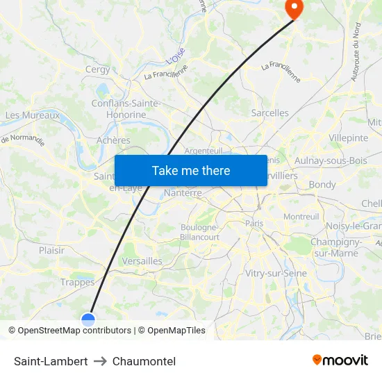 Saint-Lambert to Chaumontel map