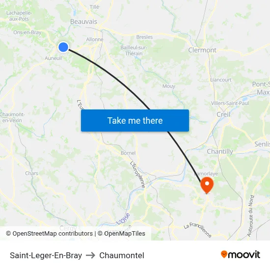 Saint-Leger-En-Bray to Chaumontel map