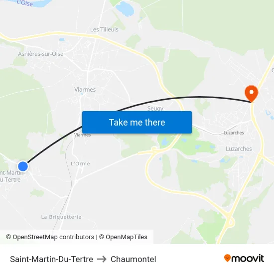 Saint-Martin-Du-Tertre to Chaumontel map