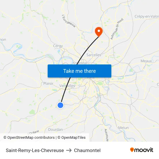 Saint-Remy-Les-Chevreuse to Chaumontel map
