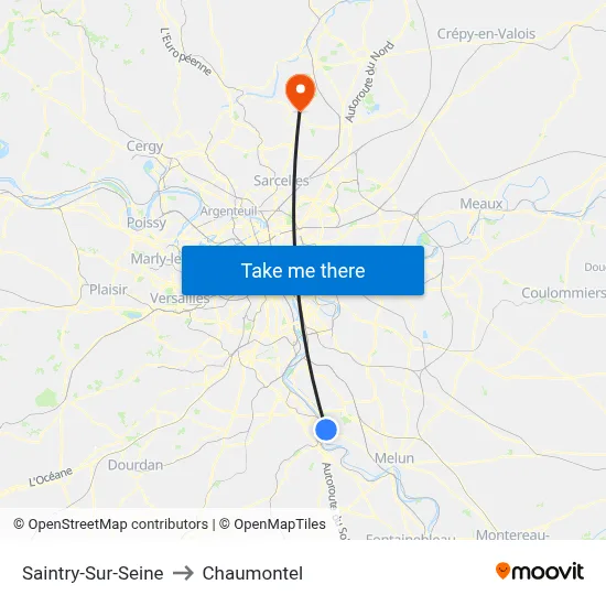Saintry-Sur-Seine to Chaumontel map