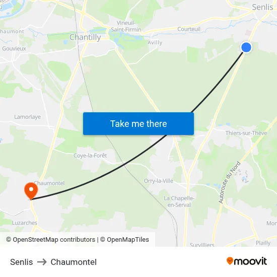 Senlis to Chaumontel map