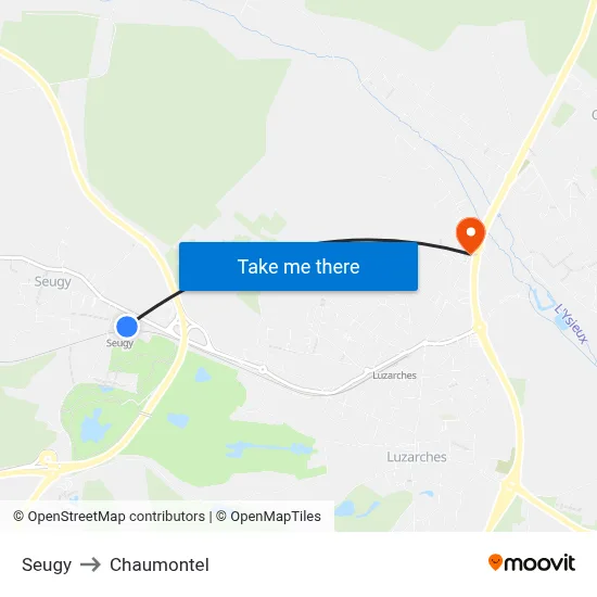 Seugy to Chaumontel map