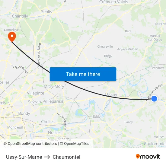 Ussy-Sur-Marne to Chaumontel map