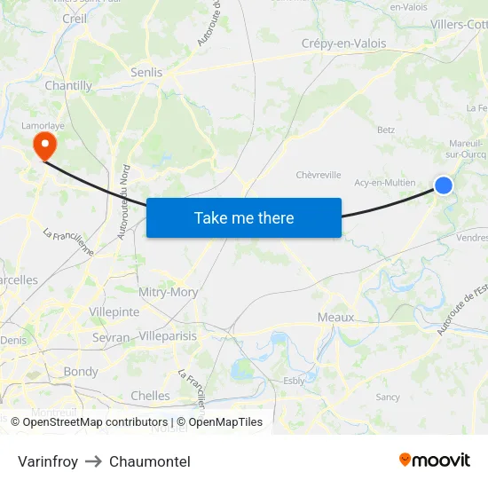 Varinfroy to Chaumontel map