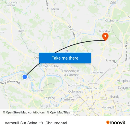 Verneuil-Sur-Seine to Chaumontel map
