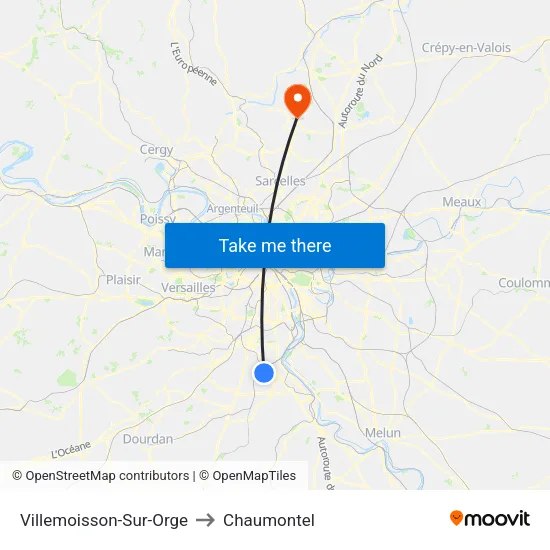 Villemoisson-Sur-Orge to Chaumontel map