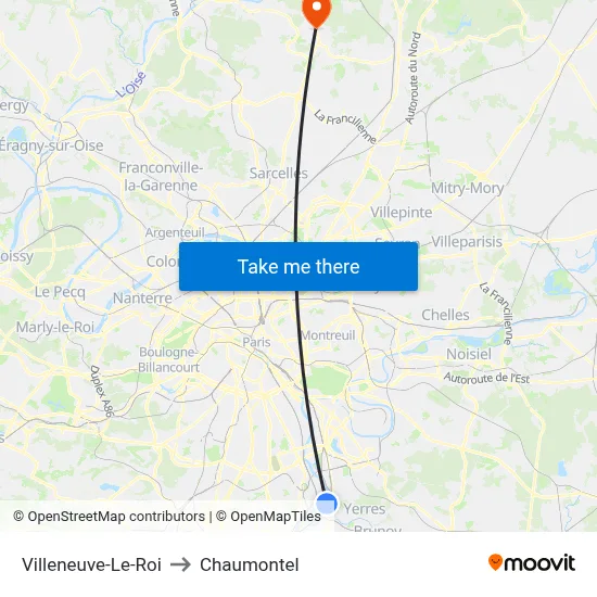 Villeneuve-Le-Roi to Chaumontel map