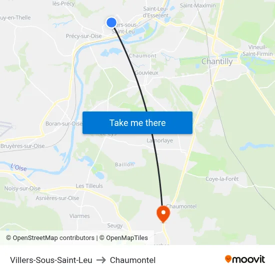 Villers-Sous-Saint-Leu to Chaumontel map