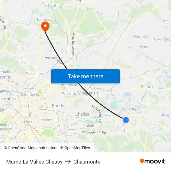 Marne-La-Vallée Chessy to Chaumontel map