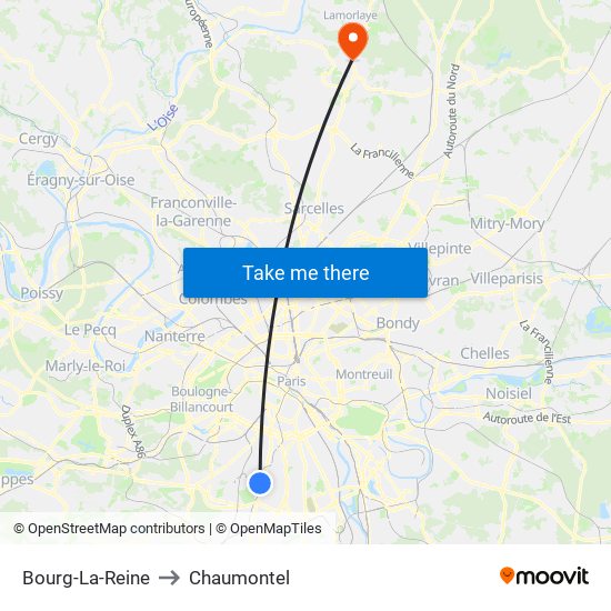 Bourg-La-Reine to Chaumontel map