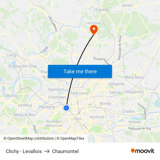 Clichy - Levallois to Chaumontel map