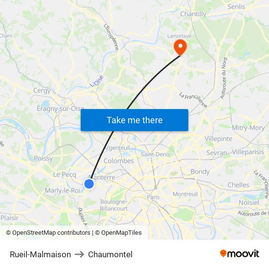 Rueil-Malmaison to Chaumontel map