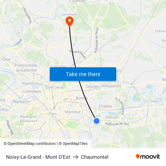 Noisy-Le-Grand - Mont D'Est to Chaumontel map