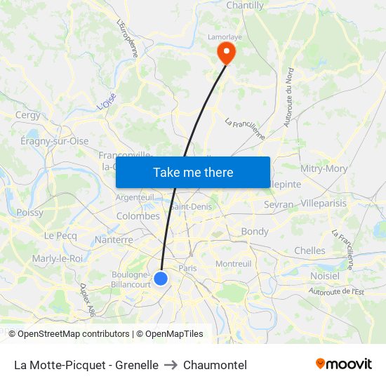 La Motte-Picquet - Grenelle to Chaumontel map