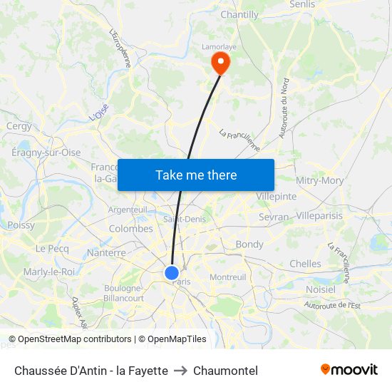 Chaussée D'Antin - la Fayette to Chaumontel map