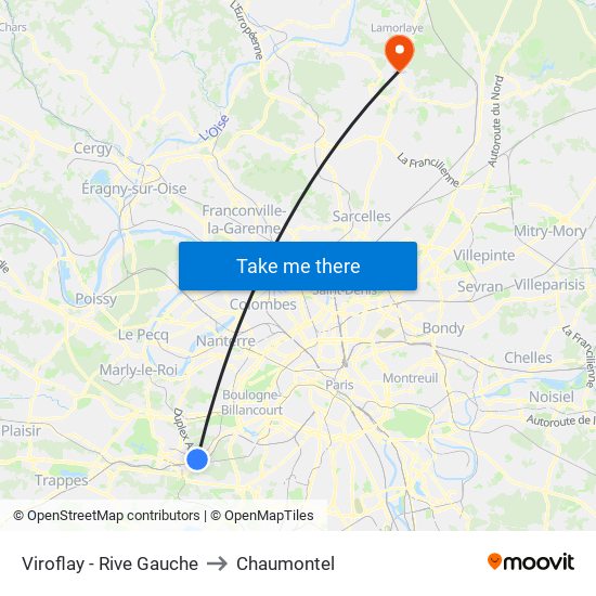 Viroflay - Rive Gauche to Chaumontel map